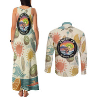 NZ Slang Sweet As Kiwi Shaka Sign Couples Matching Tank Maxi Dress and Long Sleeve Button Shirt New Zealand Surfboards Sun and Tropical Beach Retro TS04 - Polynesian Pride