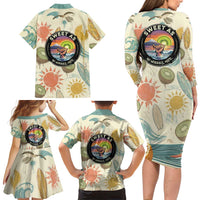 NZ Slang Sweet As Kiwi Shaka Sign Family Matching Long Sleeve Bodycon Dress and Hawaiian Shirt New Zealand Surfboards Sun and Tropical Beach Retro TS04 - Polynesian Pride