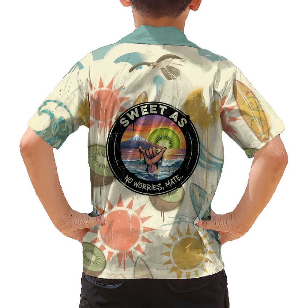 NZ Slang Sweet As Kiwi Shaka Sign Family Matching Short Sleeve Bodycon Dress and Hawaiian Shirt New Zealand Surfboards Sun and Tropical Beach Retro TS04 - Polynesian Pride