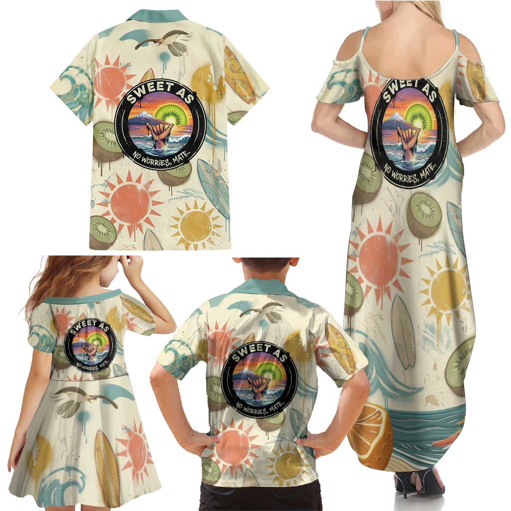 NZ Slang Sweet As Kiwi Shaka Sign Family Matching Summer Maxi Dress and Hawaiian Shirt New Zealand Surfboards Sun and Tropical Beach Retro TS04 - Polynesian Pride