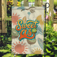 NZ Slang Sweet As Kiwi Shaka Sign Garden Flag New Zealand Surfboards Sun and Tropical Beach Retro TS04 Garden Flag Beige - Polynesian Pride