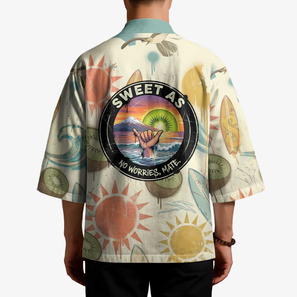 NZ Slang Sweet As Kiwi Shaka Sign Kimono New Zealand Surfboards Sun and Tropical Beach Retro TS04 - Polynesian Pride