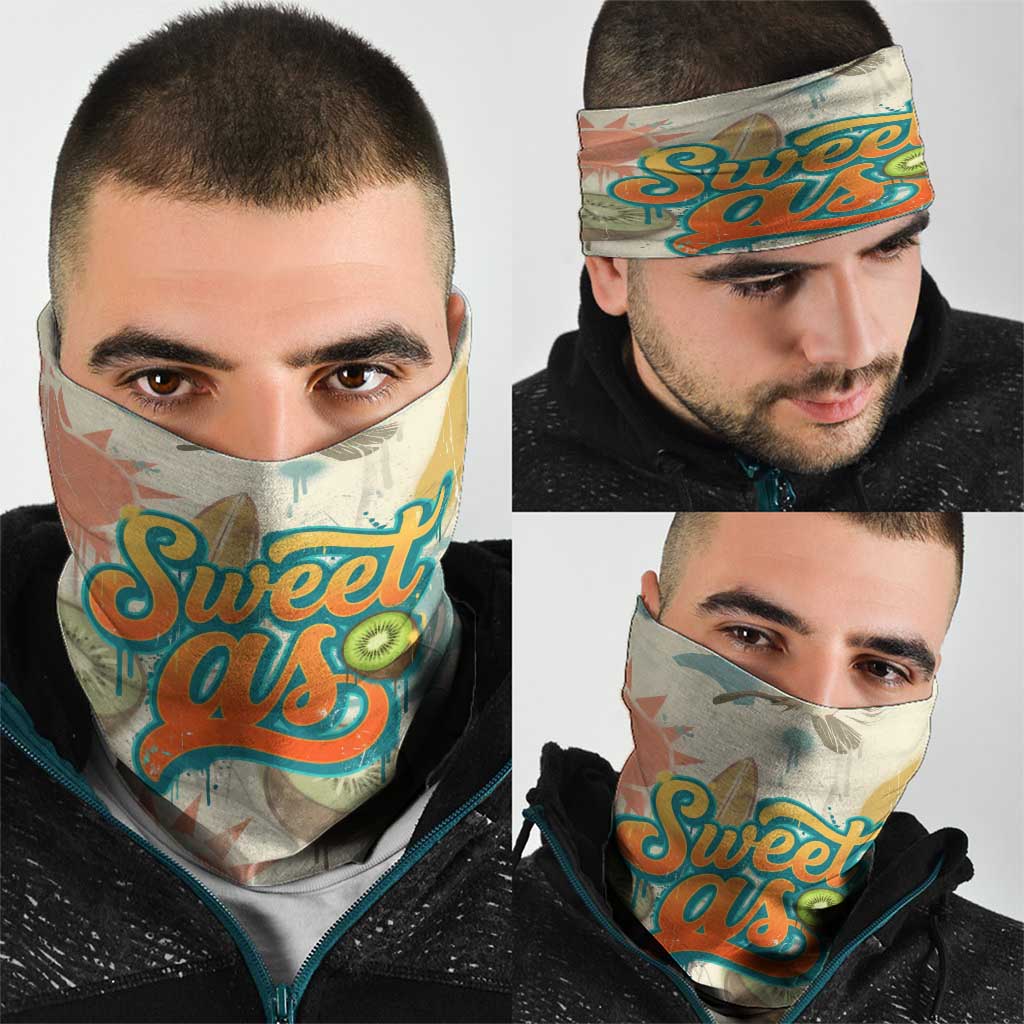 NZ Slang Sweet As Kiwi Shaka Sign Neck Gaiter New Zealand Surfboards Sun and Tropical Beach Retro TS04 - Polynesian Pride