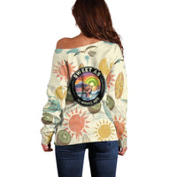 NZ Slang Sweet As Kiwi Shaka Sign Off Shoulder Sweater New Zealand Surfboards Sun and Tropical Beach Retro TS04 - Polynesian Pride