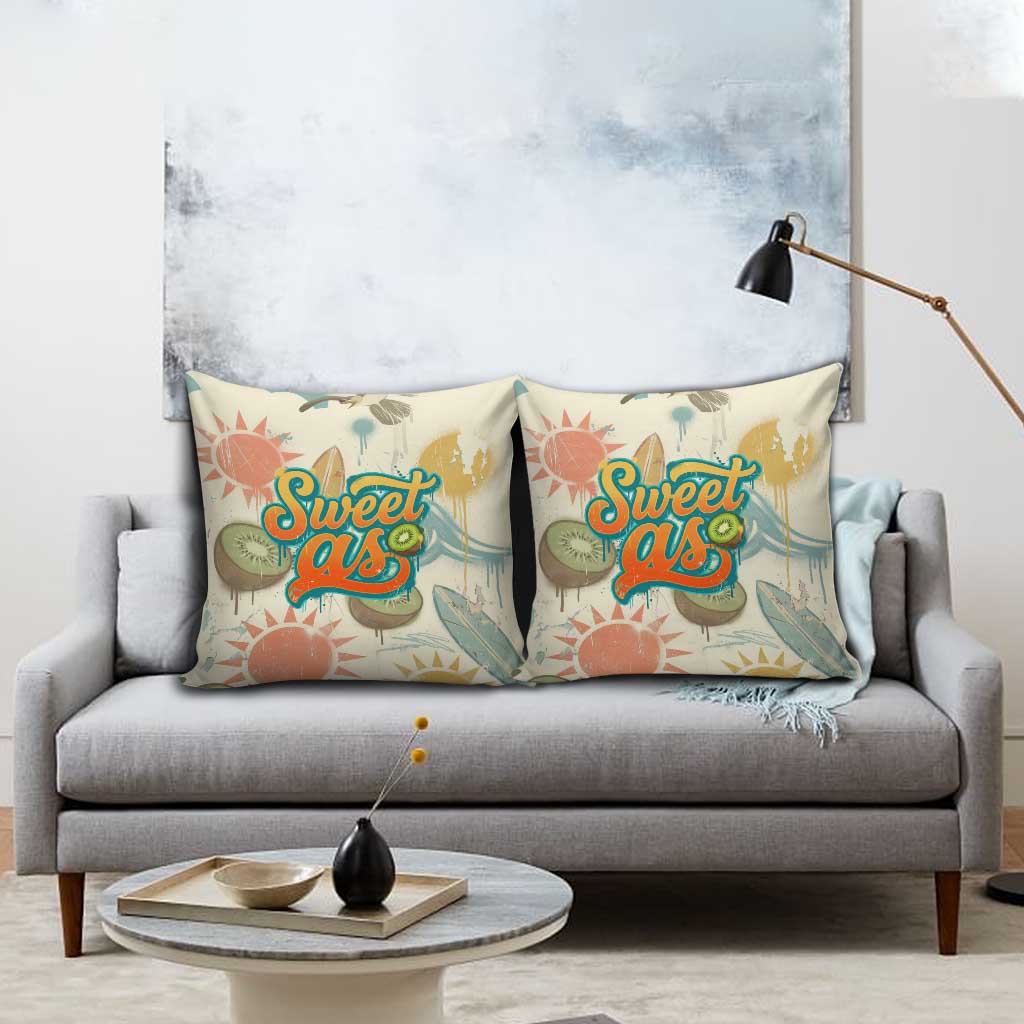 NZ Slang Sweet As Kiwi Shaka Sign Pillow Cover New Zealand Surfboards Sun and Tropical Beach Retro TS04 - Polynesian Pride