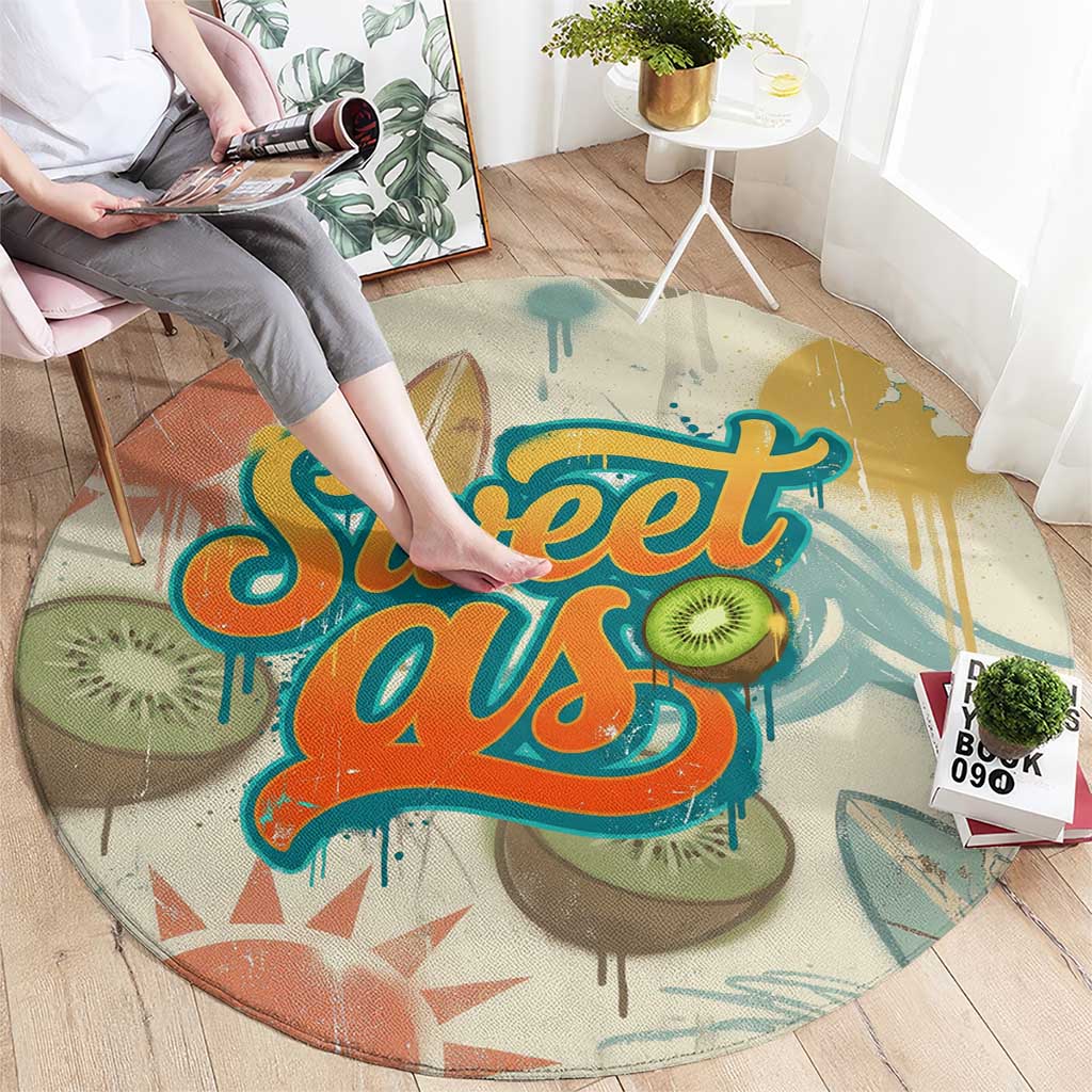 NZ Slang Sweet As Kiwi Shaka Sign Round Carpet New Zealand Surfboards Sun and Tropical Beach Retro TS04 - Polynesian Pride