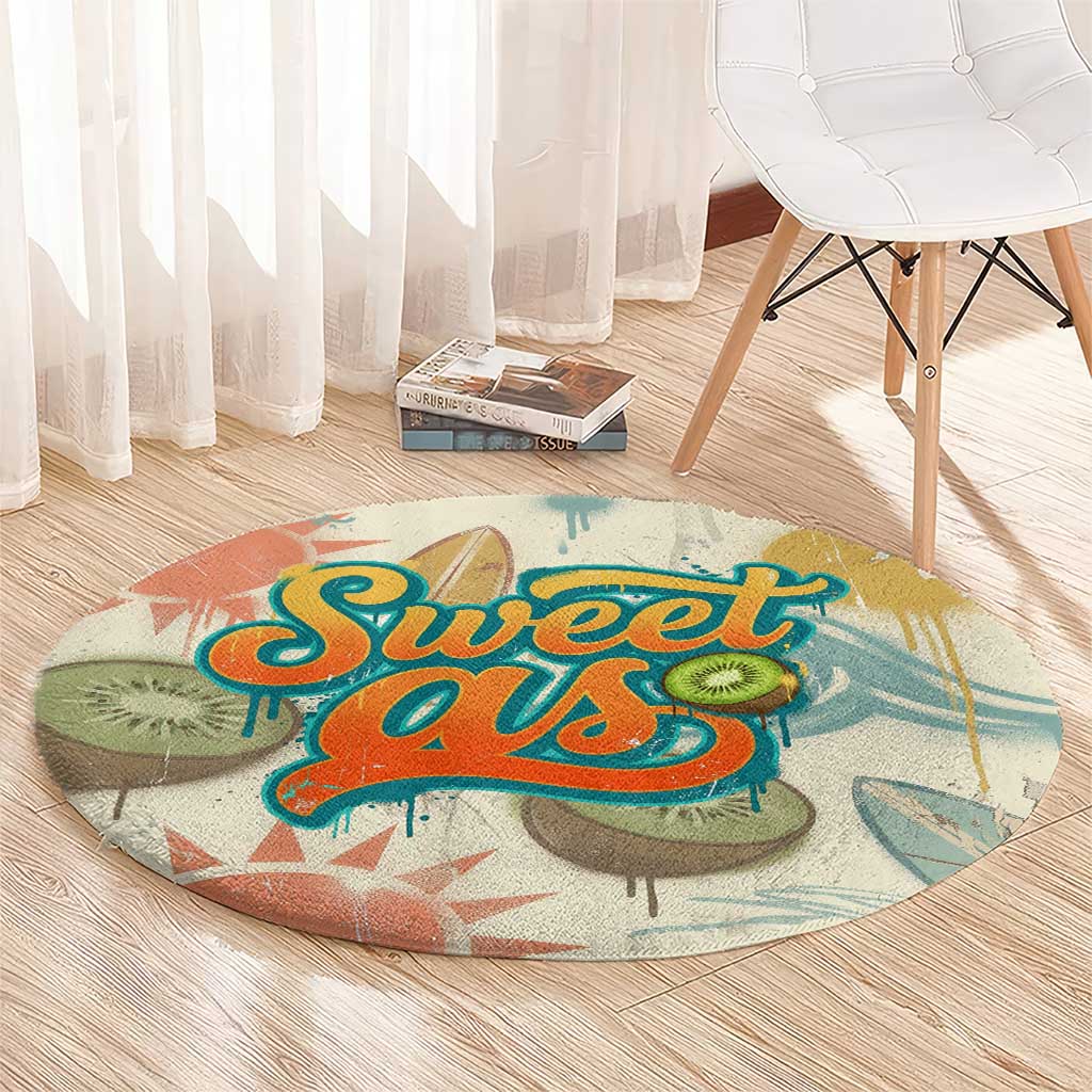 NZ Slang Sweet As Kiwi Shaka Sign Round Carpet New Zealand Surfboards Sun and Tropical Beach Retro TS04 - Polynesian Pride