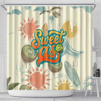 NZ Slang Sweet As Kiwi Shaka Sign Shower Curtain New Zealand Surfboards Sun and Tropical Beach Retro TS04 - Polynesian Pride