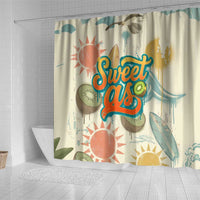 NZ Slang Sweet As Kiwi Shaka Sign Shower Curtain New Zealand Surfboards Sun and Tropical Beach Retro TS04 - Polynesian Pride