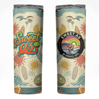 NZ Slang Sweet As Kiwi Shaka Sign Skinny Tumbler New Zealand Surfboards Sun and Tropical Beach Retro TS04 Beige - Polynesian Pride