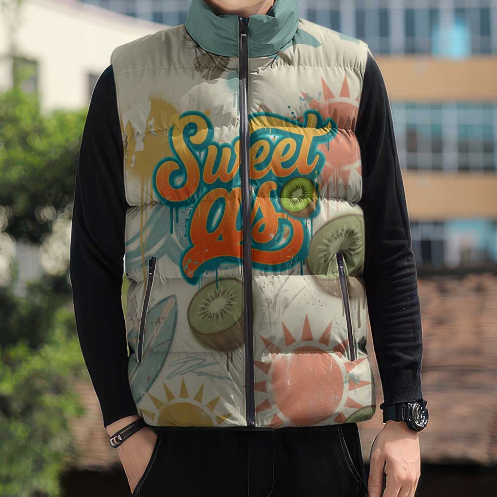 NZ Slang Sweet As Kiwi Shaka Sign Sleeveless Puffer Jacket New Zealand Surfboards Sun and Tropical Beach Retro TS04 - Polynesian Pride