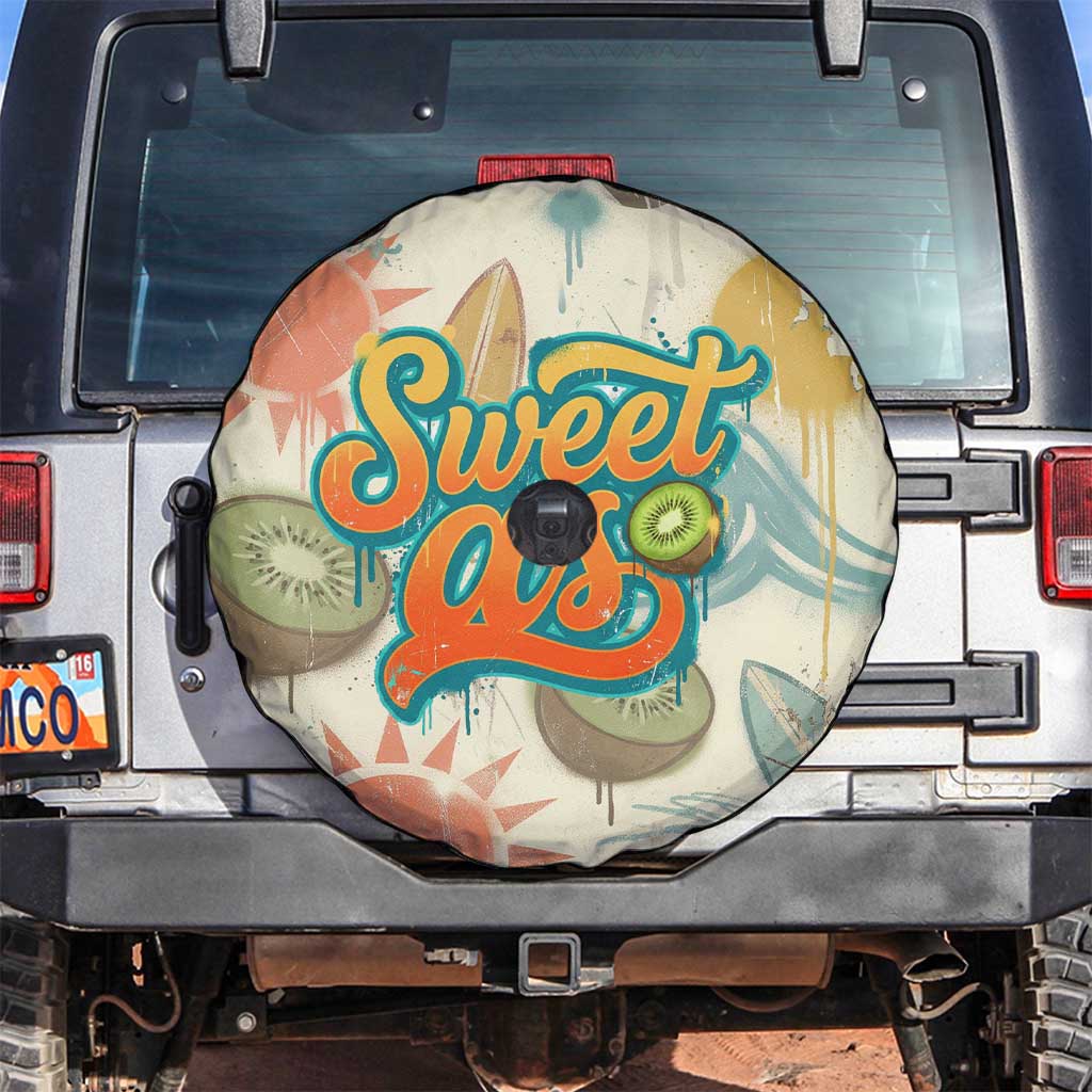 NZ Slang Sweet As Kiwi Shaka Sign Spare Tire Cover New Zealand Surfboards Sun and Tropical Beach Retro TS04 Beige - Polynesian Pride