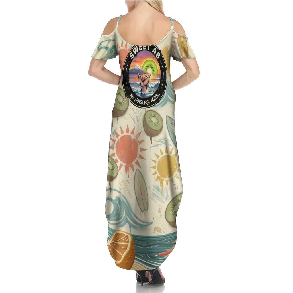 NZ Slang Sweet As Kiwi Shaka Sign Summer Maxi Dress New Zealand Surfboards Sun and Tropical Beach Retro TS04 - Polynesian Pride