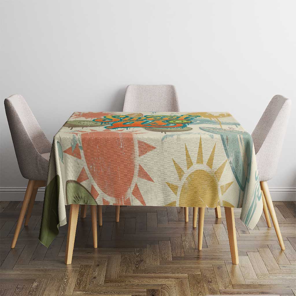 NZ Slang Sweet As Kiwi Shaka Sign Tablecloth New Zealand Surfboards Sun and Tropical Beach Retro