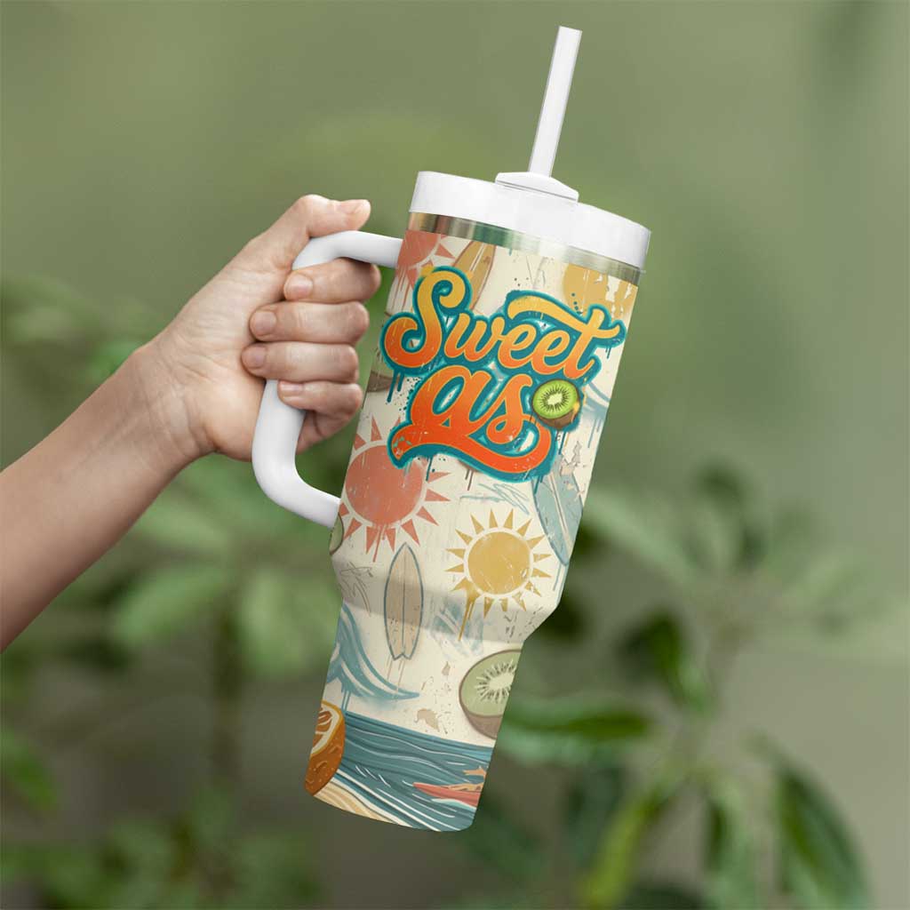 NZ Slang Sweet As Kiwi Shaka Sign Tumbler With Handle New Zealand Surfboards Sun and Tropical Beach Retro TS04 - Polynesian Pride
