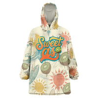NZ Slang Sweet As Kiwi Shaka Sign Wearable Blanket Hoodie New Zealand Surfboards Sun and Tropical Beach Retro TS04 One Size Beige - Polynesian Pride