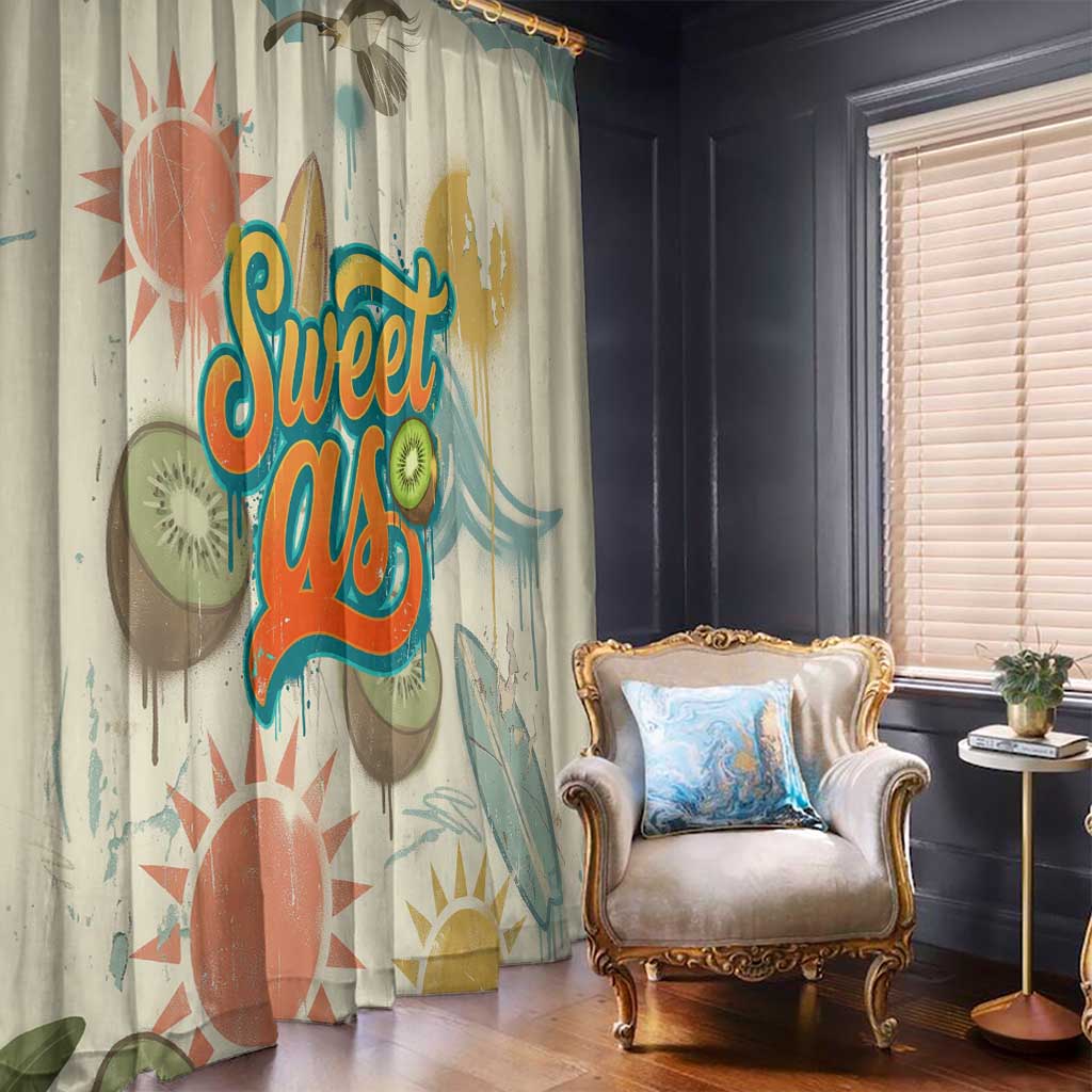 NZ Slang Sweet As Kiwi Shaka Sign Window Curtain New Zealand Surfboards Sun and Tropical Beach Retro TS04 - Polynesian Pride