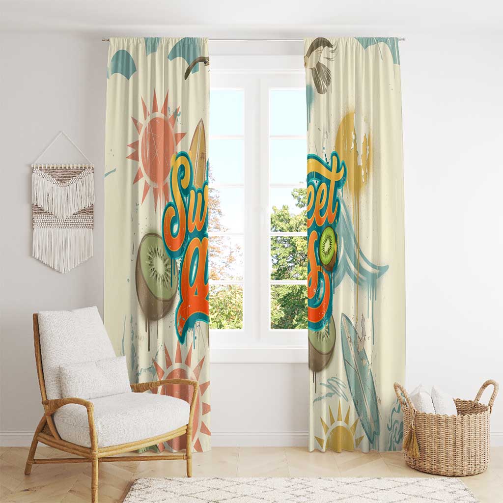NZ Slang Sweet As Kiwi Shaka Sign Window Curtain New Zealand Surfboards Sun and Tropical Beach Retro TS04 - Polynesian Pride