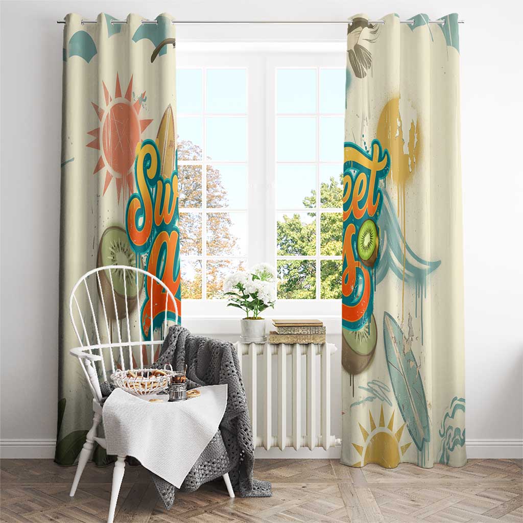 NZ Slang Sweet As Kiwi Shaka Sign Window Curtain New Zealand Surfboards Sun and Tropical Beach Retro TS04 - Polynesian Pride