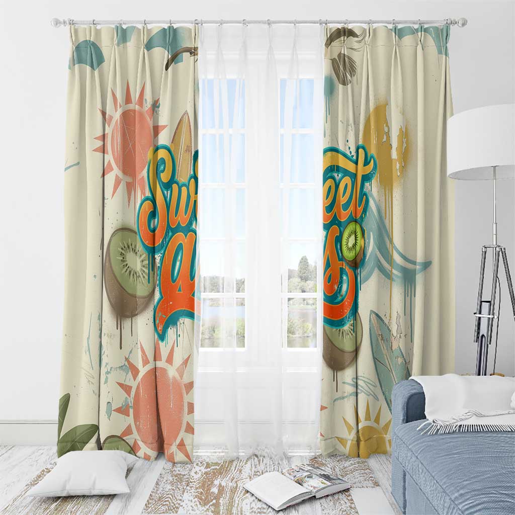 NZ Slang Sweet As Kiwi Shaka Sign Window Curtain New Zealand Surfboards Sun and Tropical Beach Retro TS04 - Polynesian Pride