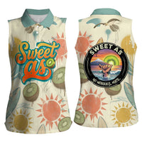NZ Slang Sweet As Kiwi Shaka Sign Women Sleeveless Polo Shirt New Zealand Surfboards Sun and Tropical Beach Retro TS04 - Polynesian Pride