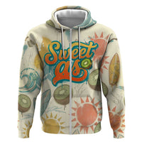 NZ Slang Sweet As Kiwi Shaka Sign Zip Hoodie New Zealand Surfboards Sun and Tropical Beach Retro TS04 Zip Hoodie Beige - Polynesian Pride