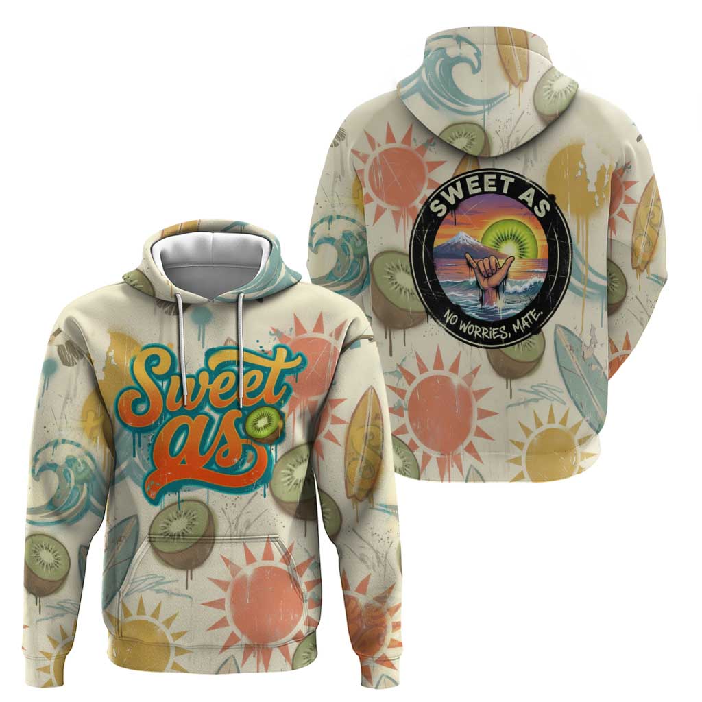 NZ Slang Sweet As Kiwi Shaka Sign Zip Hoodie New Zealand Surfboards Sun and Tropical Beach Retro TS04 - Polynesian Pride