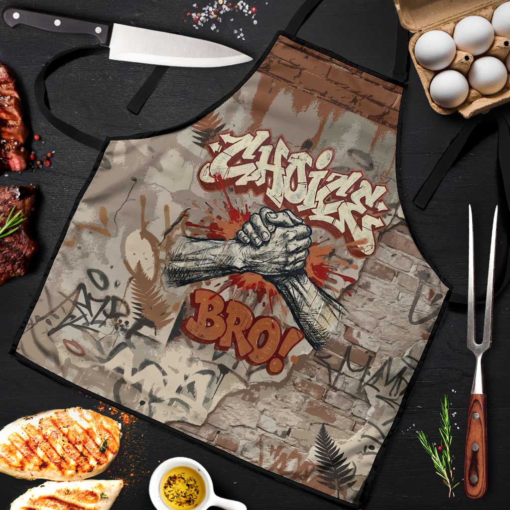 Choice Bro Graffiti Handshake Apron New Zealand Slang Fern Brick Wall and Urban Street Art