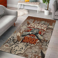 Choice Bro Graffiti Handshake Area Rug New Zealand Slang Fern Brick Wall and Urban Street Art TS04 - Polynesian Pride