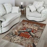 Choice Bro Graffiti Handshake Area Rug New Zealand Slang Fern Brick Wall and Urban Street Art TS04 - Polynesian Pride