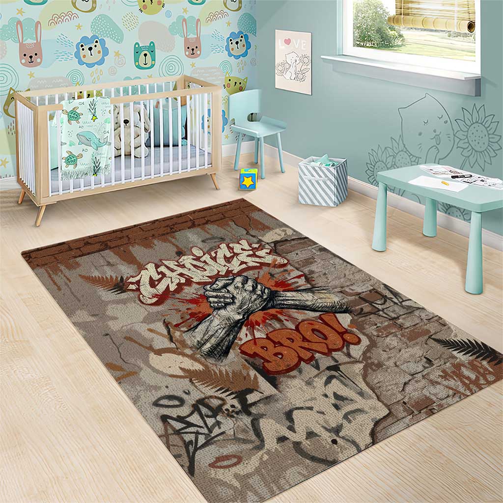 Choice Bro Graffiti Handshake Area Rug New Zealand Slang Fern Brick Wall and Urban Street Art TS04 - Polynesian Pride