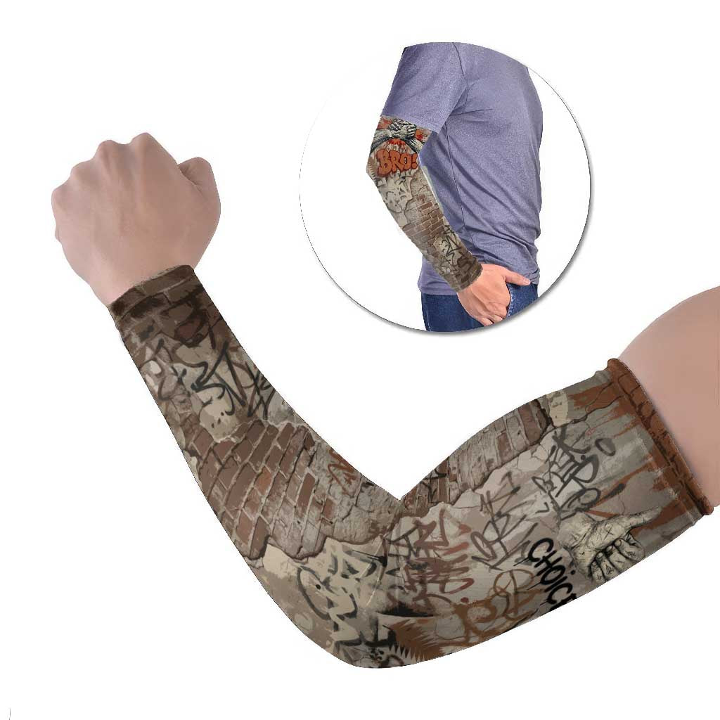 Choice Bro Graffiti Handshake Arm Sleeves New Zealand Slang Fern Brick Wall and Urban Street Art TS04 Set of 2 Multicolor - Polynesian Pride