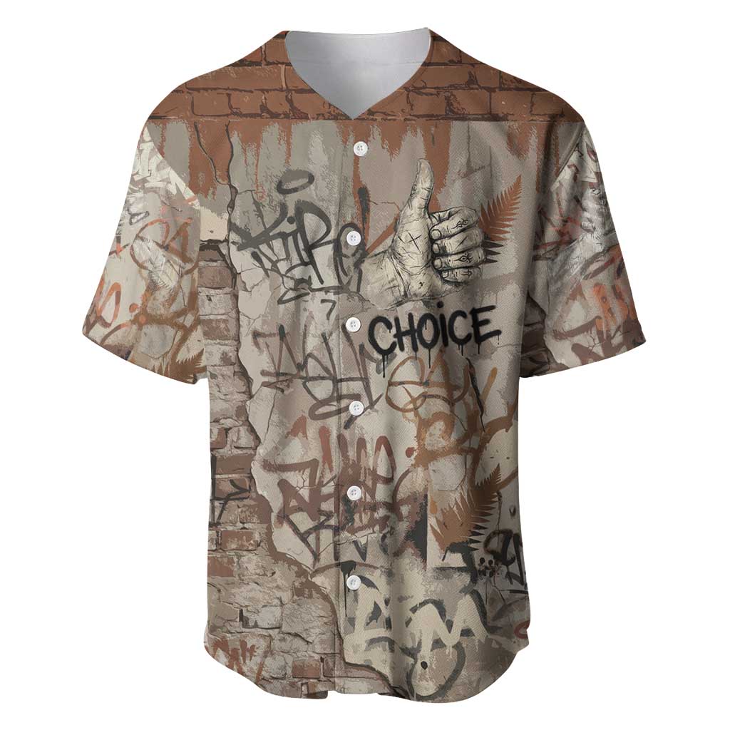 Choice Bro Graffiti Handshake Baseball Jersey New Zealand Slang Fern Brick Wall and Urban Street Art TS04 Multicolor - Polynesian Pride