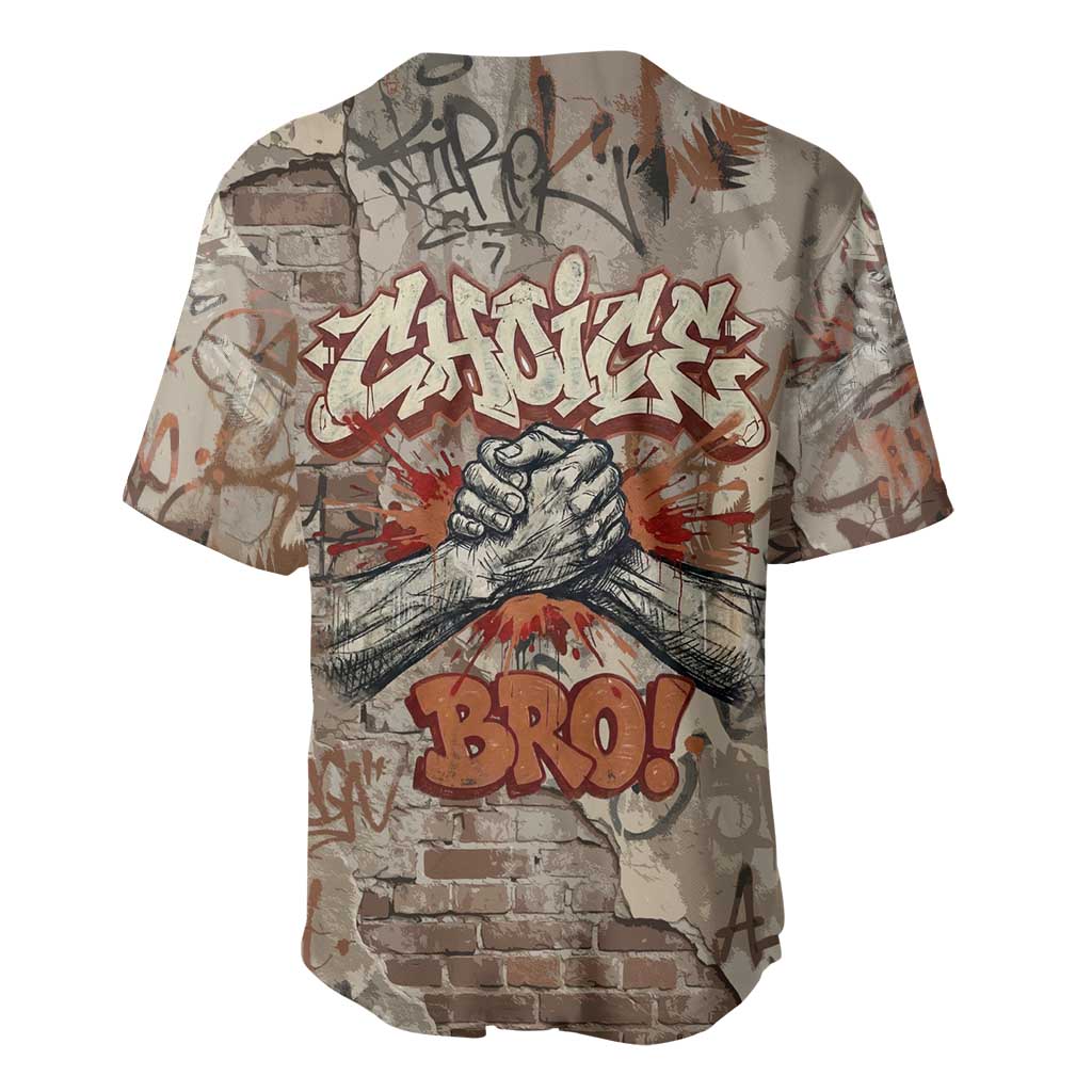 Choice Bro Graffiti Handshake Baseball Jersey New Zealand Slang Fern Brick Wall and Urban Street Art TS04 - Polynesian Pride