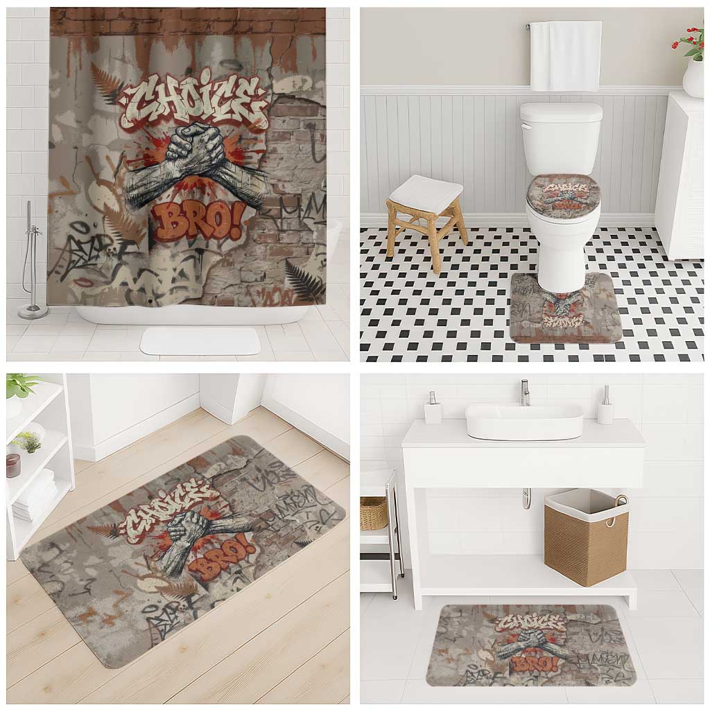 Choice Bro Graffiti Handshake Bathroom Set New Zealand Slang Fern Brick Wall and Urban Street Art TS04 - Polynesian Pride