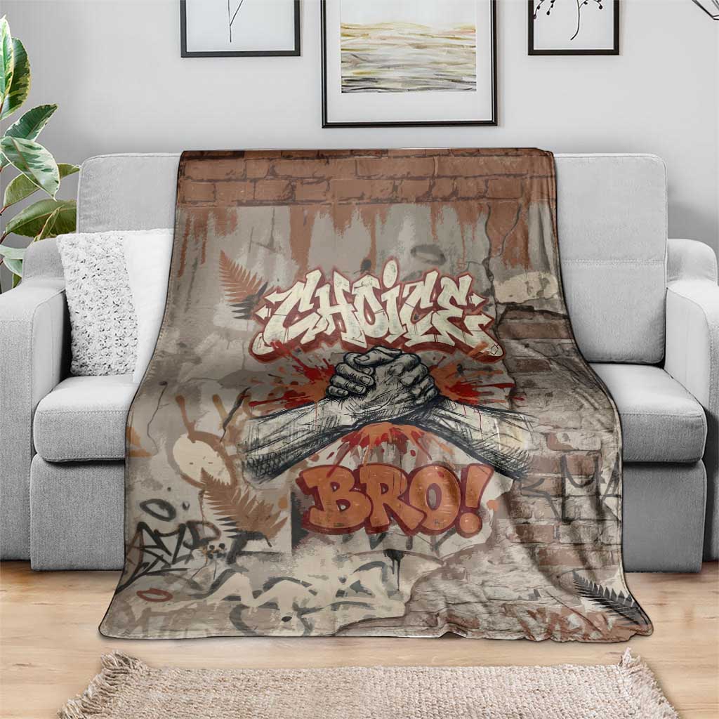 Choice Bro Graffiti Handshake Blanket New Zealand Slang Fern Brick Wall and Urban Street Art