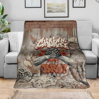 Choice Bro Graffiti Handshake Blanket New Zealand Slang Fern Brick Wall and Urban Street Art