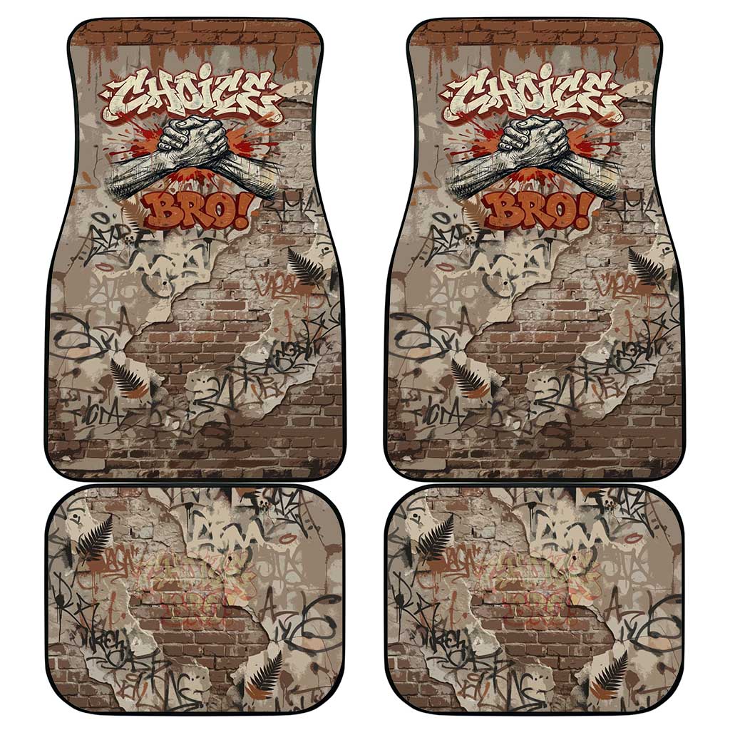 Choice Bro Graffiti Handshake Car Mats New Zealand Slang Fern Brick Wall and Urban Street Art TS04 - Polynesian Pride