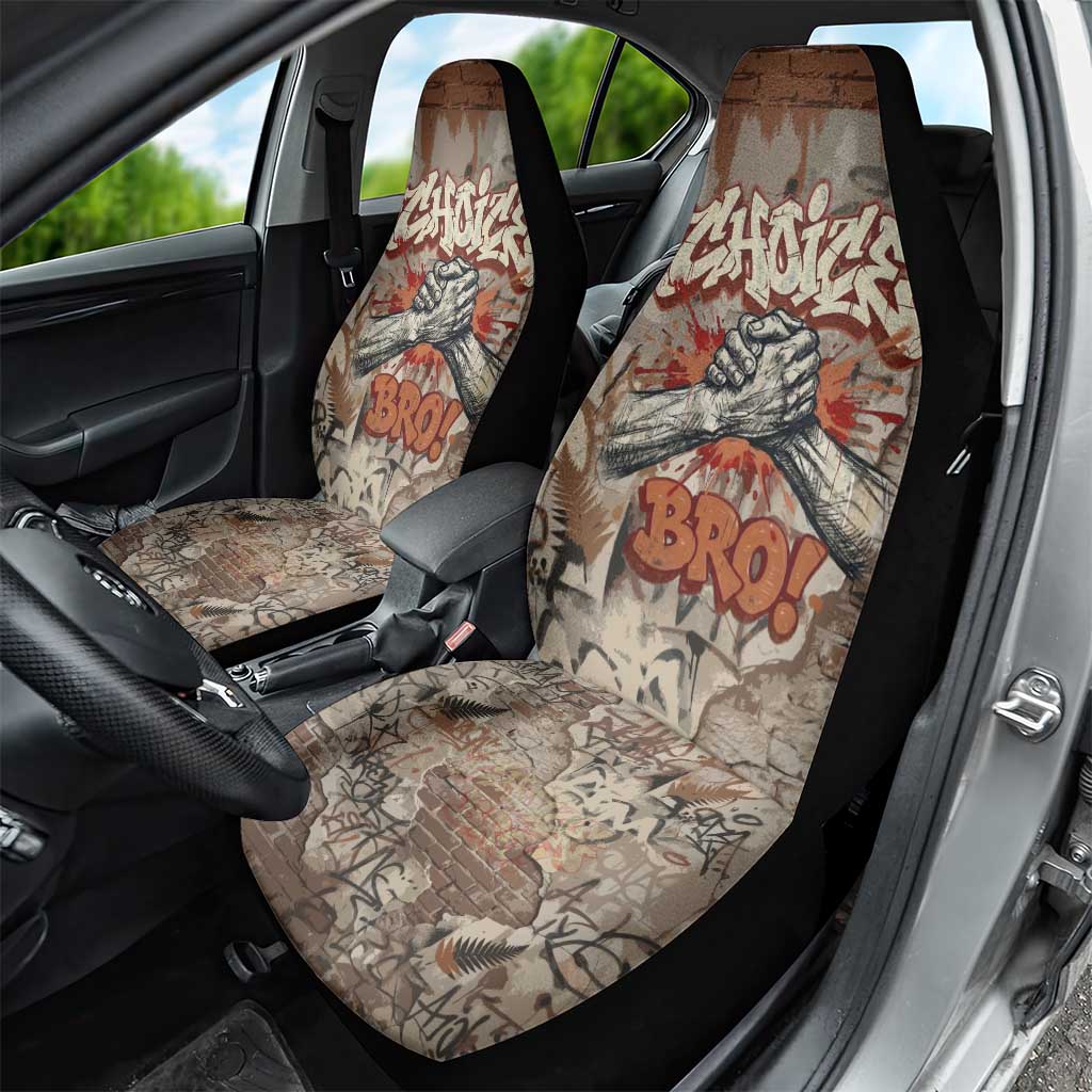 Choice Bro Graffiti Handshake Car Seat Cover New Zealand Slang Fern Brick Wall and Urban Street Art TS04 - Polynesian Pride