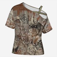 Choice Bro Graffiti Handshake Cross Shoulder Shirt New Zealand Slang Fern Brick Wall and Urban Street Art TS04 Female Multicolor - Polynesian Pride