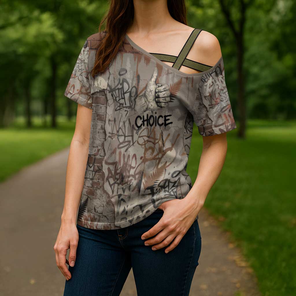 Choice Bro Graffiti Handshake Cross Shoulder Shirt New Zealand Slang Fern Brick Wall and Urban Street Art TS04 - Polynesian Pride