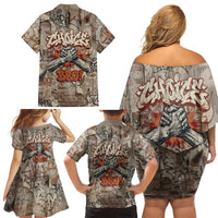 Choice Bro Graffiti Handshake Family Matching Off Shoulder Short Dress and Hawaiian Shirt New Zealand Slang Fern Brick Wall and Urban Street Art TS04 - Polynesian Pride