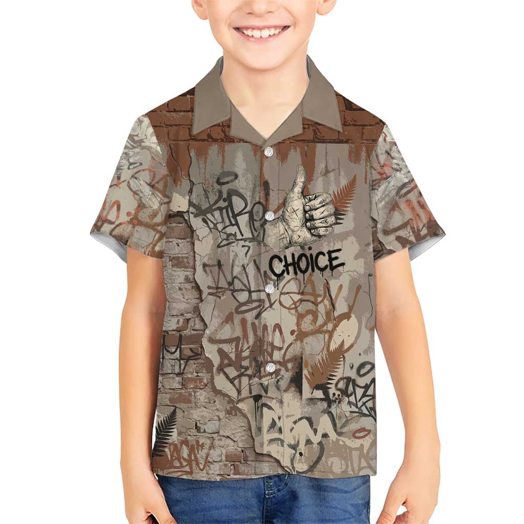 Choice Bro Graffiti Handshake Family Matching Puletasi and Hawaiian Shirt New Zealand Slang Fern Brick Wall and Urban Street Art TS04 Son's Shirt Multicolor - Polynesian Pride