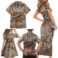 Choice Bro Graffiti Handshake Family Matching Short Sleeve Bodycon Dress and Hawaiian Shirt New Zealand Slang Fern Brick Wall and Urban Street Art TS04 - Polynesian Pride