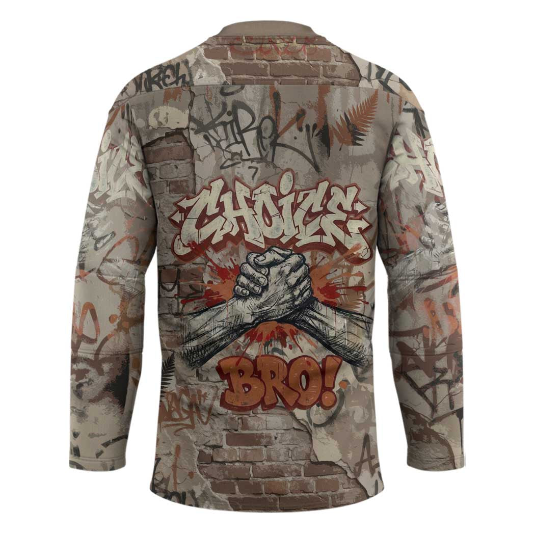 Choice Bro Graffiti Handshake Hockey Jersey New Zealand Slang Fern Brick Wall and Urban Street Art TS04 - Polynesian Pride