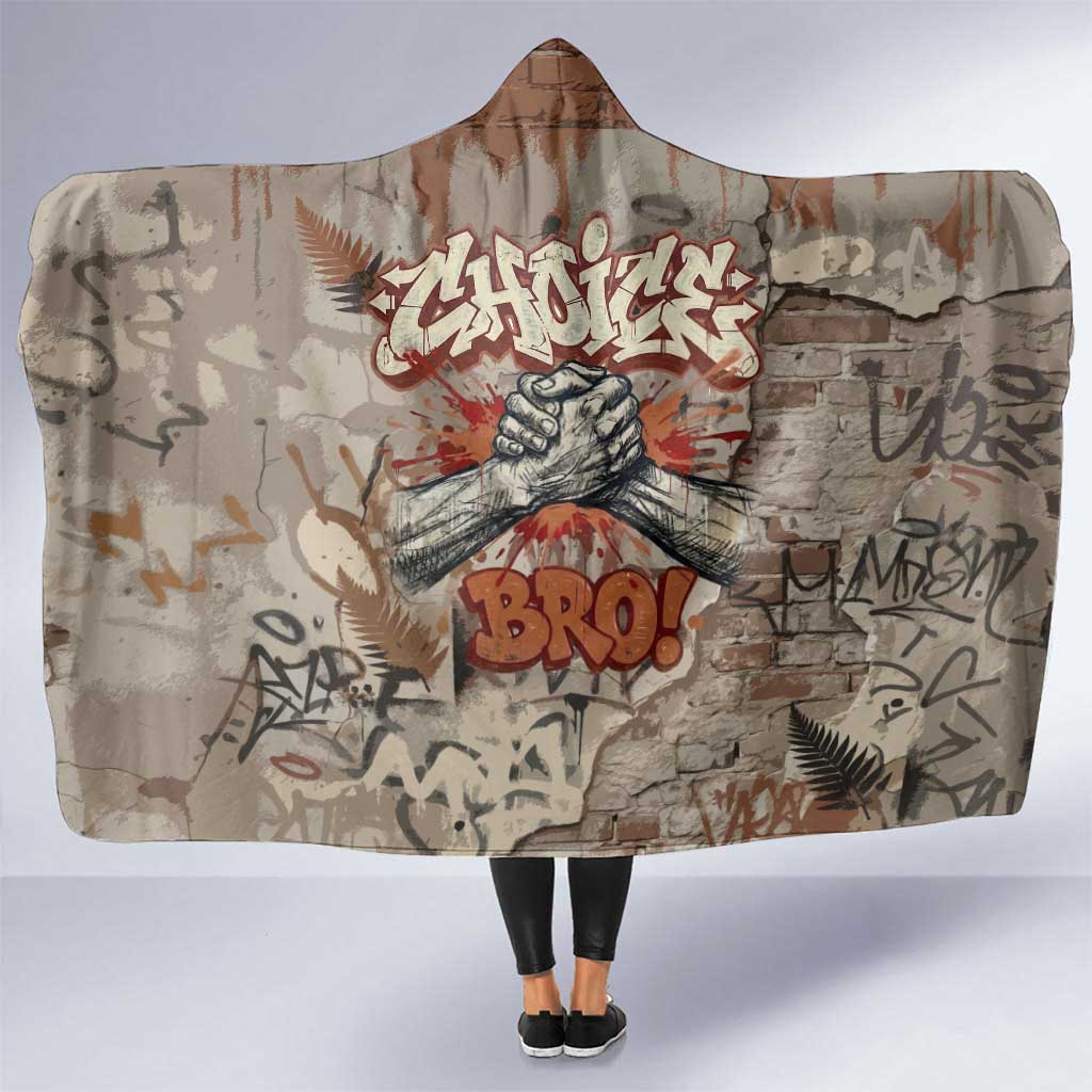 Choice Bro Graffiti Handshake Hooded Blanket New Zealand Slang Fern Brick Wall and Urban Street Art TS04 One Size Multicolor - Polynesian Pride