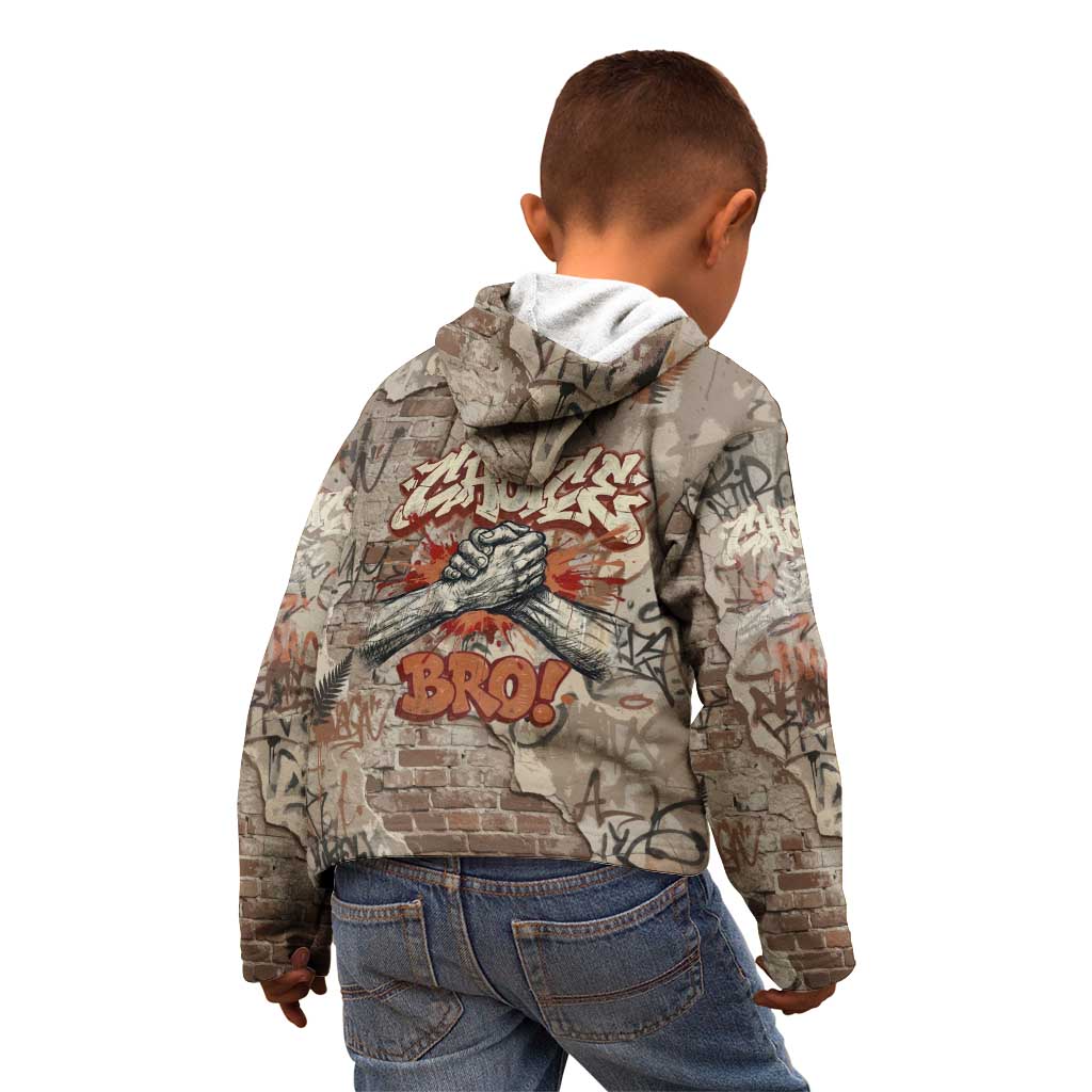 Choice Bro Graffiti Handshake Kid Hoodie New Zealand Slang Fern Brick Wall and Urban Street Art TS04 - Polynesian Pride