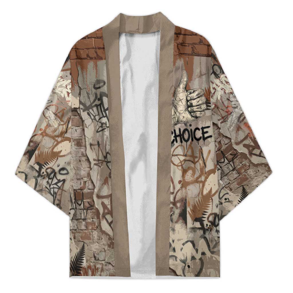 Choice Bro Graffiti Handshake Kimono New Zealand Slang Fern Brick Wall and Urban Street Art TS04 Unisex Multicolor - Polynesian Pride