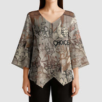 Choice Bro Graffiti Handshake Kimono Sleeve Blouse New Zealand Slang Fern Brick Wall and Urban Street Art TS04 - Polynesian Pride