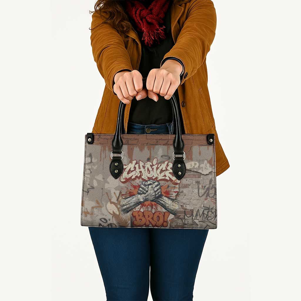 Choice Bro Graffiti Handshake Leather Bag New Zealand Slang Fern Brick Wall and Urban Street Art TS04 - Polynesian Pride